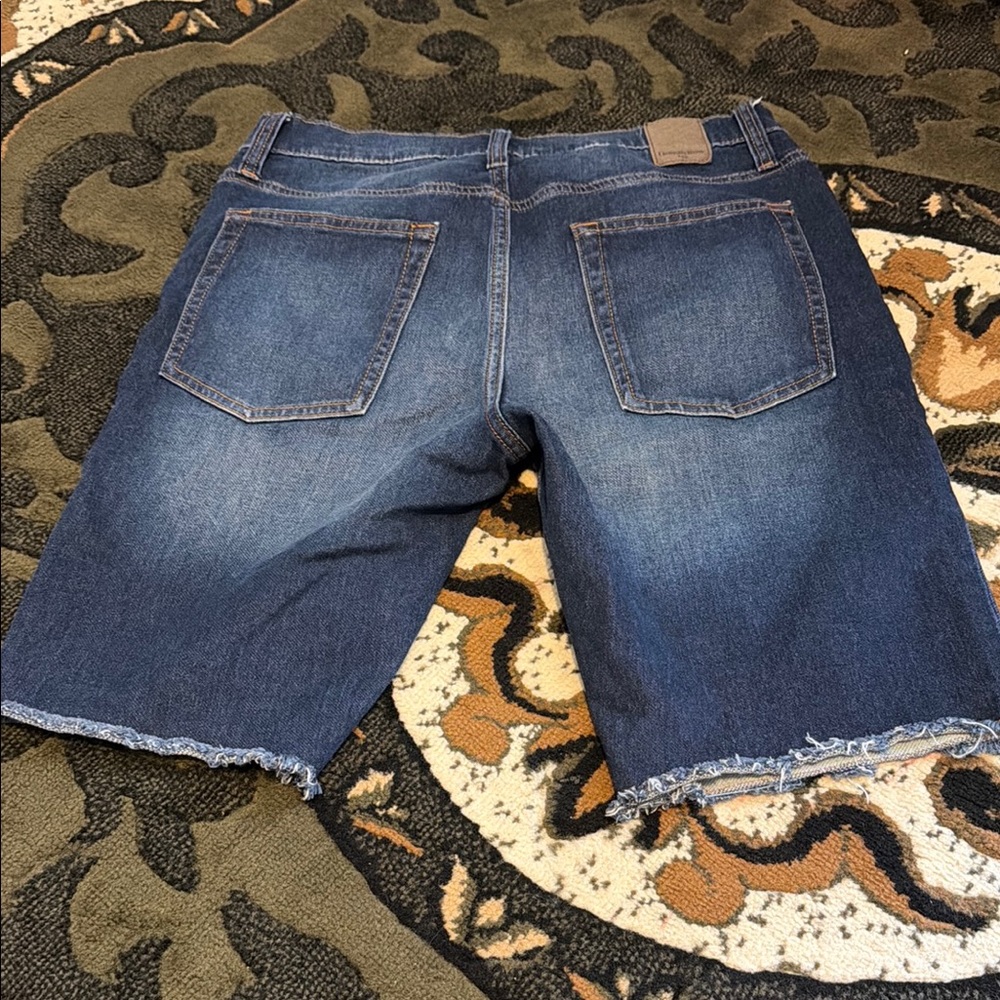 Women’s Dark Blue Denim Cutoff Shorts - Picture 2 of 3